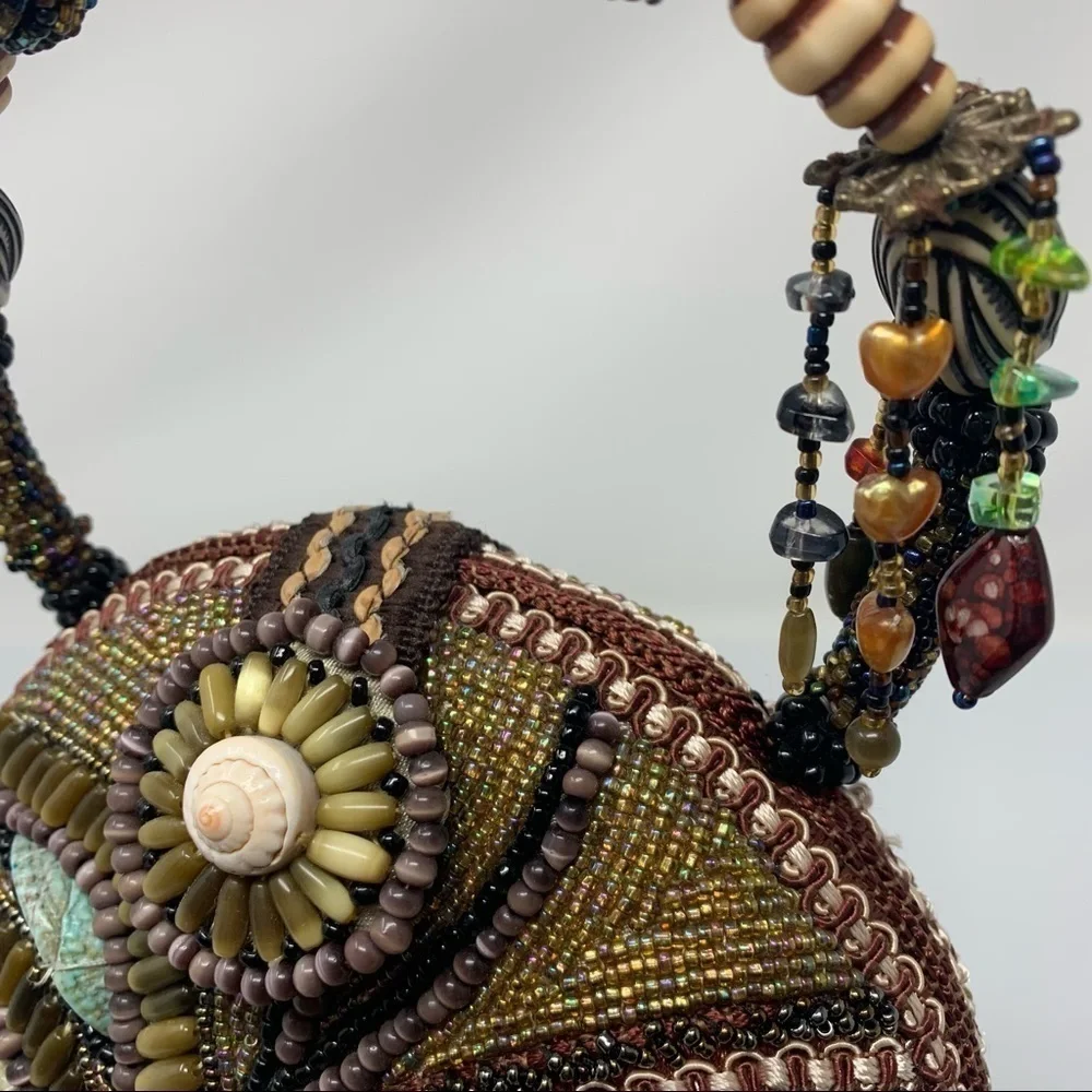 Beaded Boho Bag Evening Handbag Seashells Stones
